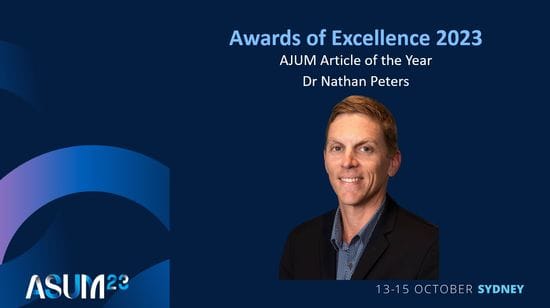 Nathan Peters Awarded for ASUM AJUM Article of the Year Award
